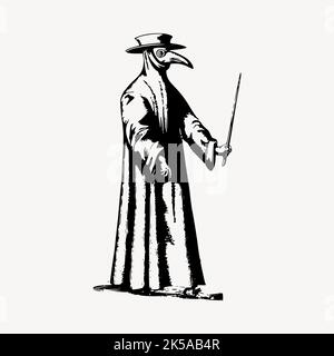 Plague doctor clipart, vintage hand drawn vector Stock Vector Image ...