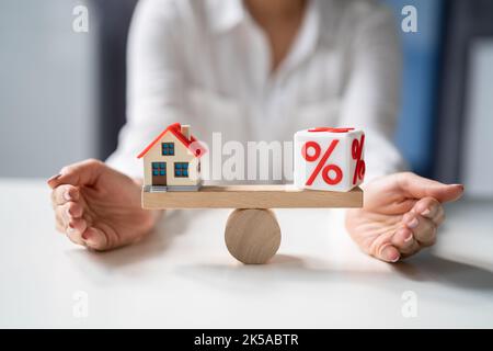 House Interest Rates Balance And Loan Percentage Concept Stock Photo