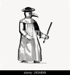 Plague doctor clipart, vintage hand drawn vector Stock Vector Image ...