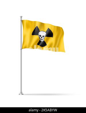 radioactive nuclear symbol death flag, 3D illustration, isolated on white Stock Photo