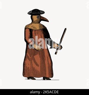 Plague doctor clipart, vintage hand drawn vector Stock Vector Image ...