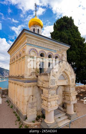 Cemetery of the Old Castle, Menton. The hilly, medieval old town on the  French Riviera, in the Alpes-Maritimes department of France. Stock Photo