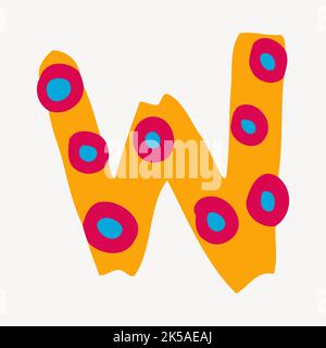 W alphabet collage element, cute illustration vector. Stock Vector