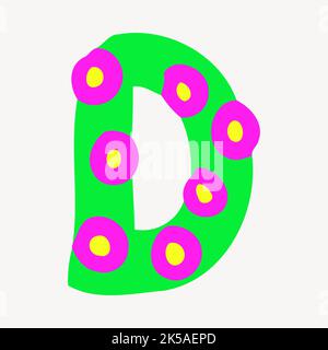 D alphabet collage element, cute illustration vector. Stock Vector