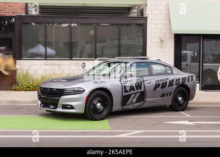 FERNDALE, MI/USA - AUGUST 19, 2016: A Dodge Charger police cruiser at the Emergency Vehicle Show, Woodward Dream Cruise. Stock Photo