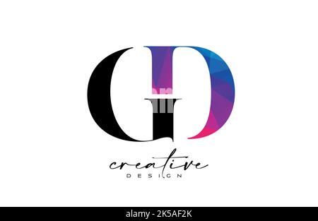 DG Letter Design with Creative Cut and Colorful Rainbow Texture. DG ...