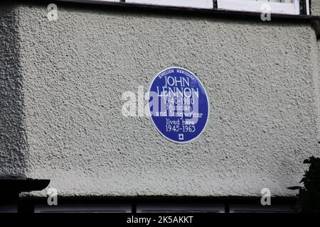 John Lennon's Childhood House in Liverpool Stock Photo