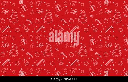 Red Christmas doodle background suitable for packaging design, wallpaper or as wrapping paper. Stock Vector