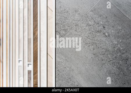Luxury Vinyl Tile flooring samples at a high end flooring showroom Stock Photo