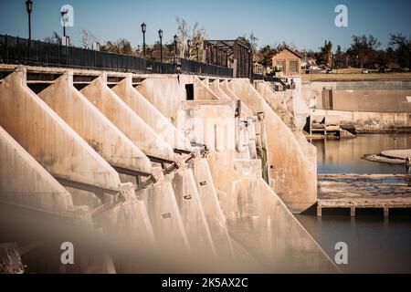 The Overholser Dam on the North Canadian River in Oklahoma Stock Photo