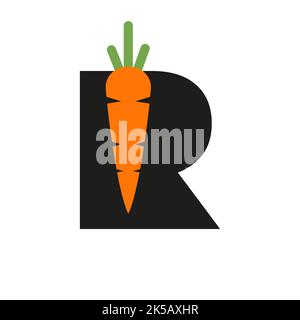 Initial Letter R Carrot Icon Design Vector Template. Carrot Logo Based Alphabet Stock Vector