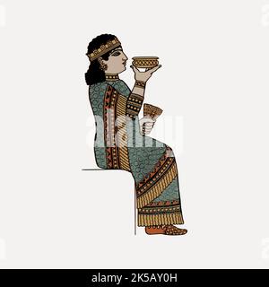 Assyrian clothes collage element, drawing illustration vector. Stock Vector