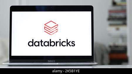 The logo of Databricks displayed on the screen of a laptop Stock Photo