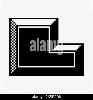 L letter clipart, 8-bit font illustration vector. Stock Vector