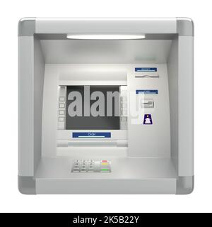 Atm machine with display screen, buttons, card reader, cash dispenser ...
