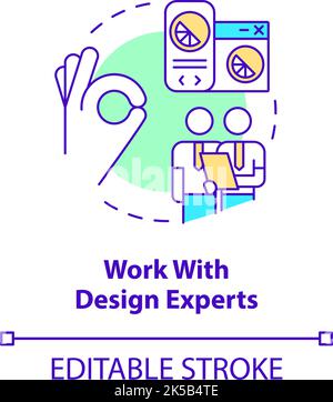 Work with design experts concept icon Stock Vector