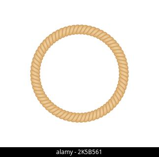 Nautical loops. Vector knots for rope. Realistic knot round and square borders. Marine ropes Stock Vector