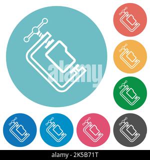 Folder compression outline flat white icons on round color backgrounds Stock Vector