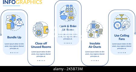 Reduce heating bill costs rectangle infographic template Stock Vector