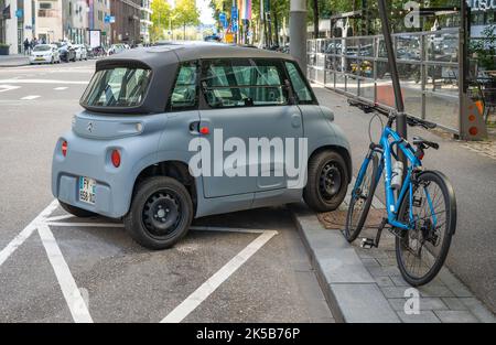 Amsterdam, The Netherlands, 06.10.2022, Electric micro car Citroen Ami parked in the street Stock Photo