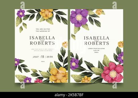 beautiful floral wedding card templates vector design illustration ...