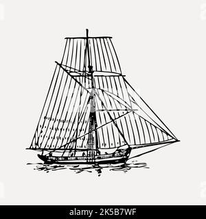 Sail ship clipart, vintage illustration vector Stock Vector Image & Art ...