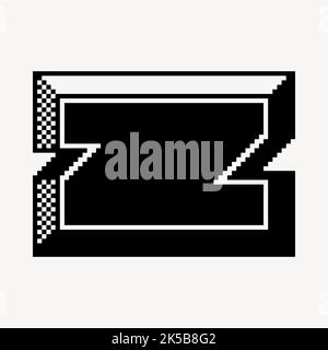 Z letter clipart, 8-bit font illustration vector. Stock Vector