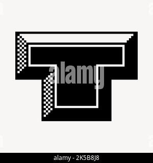 T letter clipart, 8-bit font illustration vector. Stock Vector