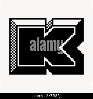 K letter clipart, 8-bit font illustration vector. Stock Vector