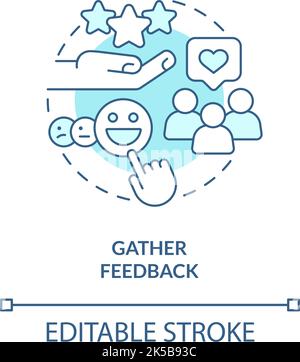 Gather feedback turquoise concept icon Stock Vector