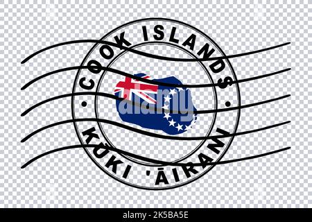 Map of Cook Islands, Postal Passport Stamp, Travel Stamp, Clipping path Stock Photo