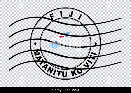Map of Fiji, Postal Passport Stamp, Travel Stamp, Clipping path Stock Photo