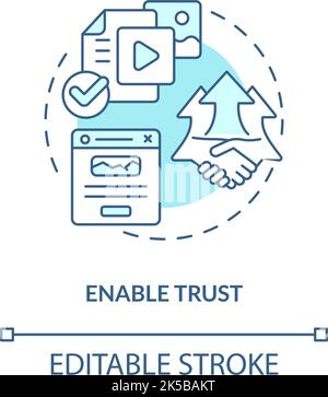 Enable trust turquoise concept icon Stock Vector