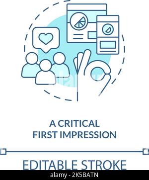 Critical first impression turquoise concept icon Stock Vector