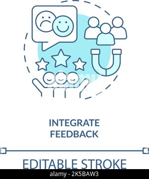 Integrate feedback turquoise concept icon Stock Vector
