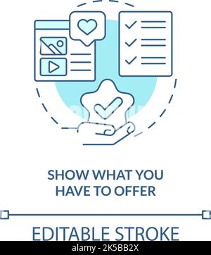 Show what you have to offer turquoise concept icon Stock Vector