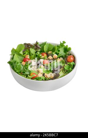 mix vegetable salad and tomato with sweet pepper on white background isolated clipping path Stock Photo