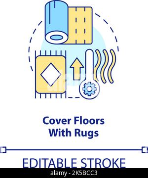 Cover floors with rugs concept icon Stock Vector