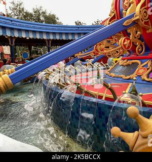 Orlando, FL USA - December 21, 2019:  Dumbo the flying elephant ride at Magic Kingdom in Disney World Orlando, Florida. Stock Photo