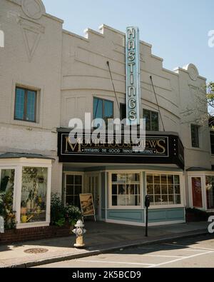 Moviehouse Mews vintage theater sign, Hastings-on-Hudson, New York Stock Photo