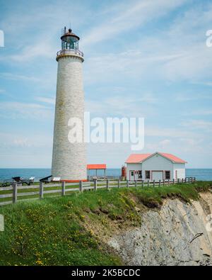 Cap-des-Rosiers Lighthouse, Gaspé, Québec, Canada Stock Photo