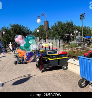 Orlando, FL USA - December 2, 2021: Film equipment at Walt Disney World Magic Kingdom in Orlando, Florida. Stock Photo