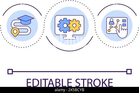 Monitoring student progress remotely loop concept icon Stock Vector