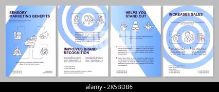 Sensory marketing advantages blue gradient brochure template Stock Vector