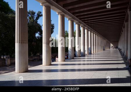 Arcade of Attalos in Ancient Market in Athens, Greece Stock Photo