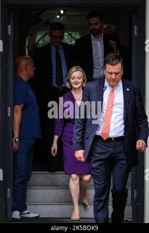 Liz Truss, MP, British Prime Minister, Conservative Party politician, on her first day in office, London, UK Stock Photo