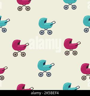 Set. Baby stroller seamless patterns. Pattern for a child Stock Vector