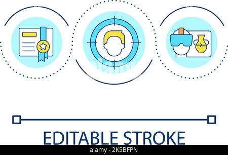 Certificate program with VR learning approach loop concept icon Stock Vector