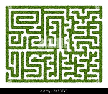 Abstract maze of green hedge on white background Stock Vector