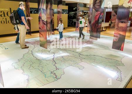 Bogota Colombia,Santa Fe Museo del Oro interior inside,Gold Museum exhibit exhibits collection,children's workshop regional ethnic groups map interact Stock Photo